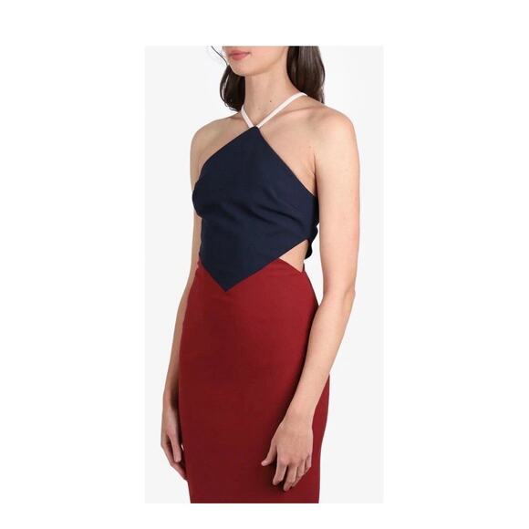 Elizabeth & James Riza Color Block Cut Away Sheath Dress Red Blue Sz 6 ASO Prepp - Picture 5 of 14
